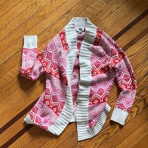 Cozy Kids' Red and Pink Patterned Cardigan